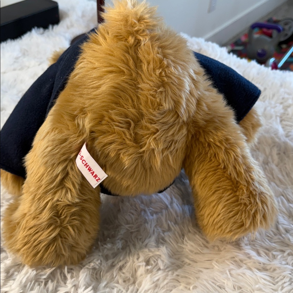 Fao Schwarz 2009 Plush Teddy Bear w/ Blue Jacket Stuffed Animal Sits 14" Tall - Picture 5 of 6